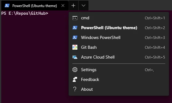 Windows Terminal menu